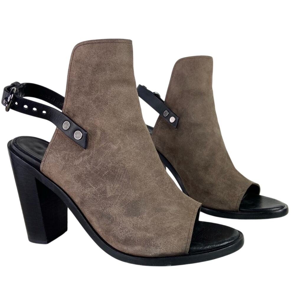 Rag & Bone Heeled Bootie Open Toe Ankle Boots Brown Suede Heels Size 39.5 $495